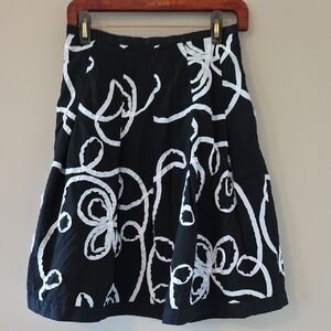 Elegant Black and White Ribbon Midi Skirt